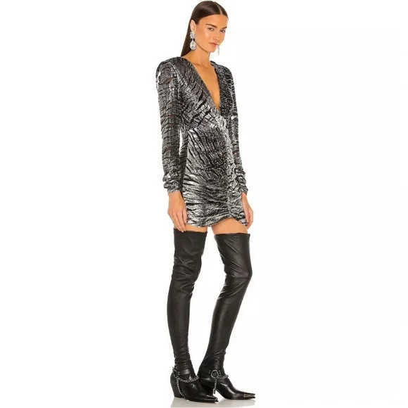 DUNDAS X REVOLVE Stardust Mini Dress in Silver Tiger - Picture 3 of 7